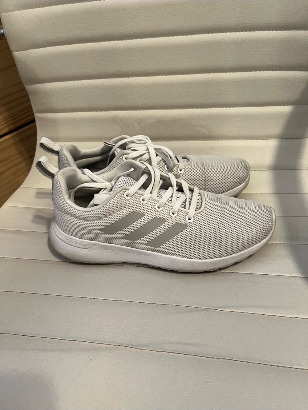 adidas Lightweight Mesh Running Shoes - White/Light Gray